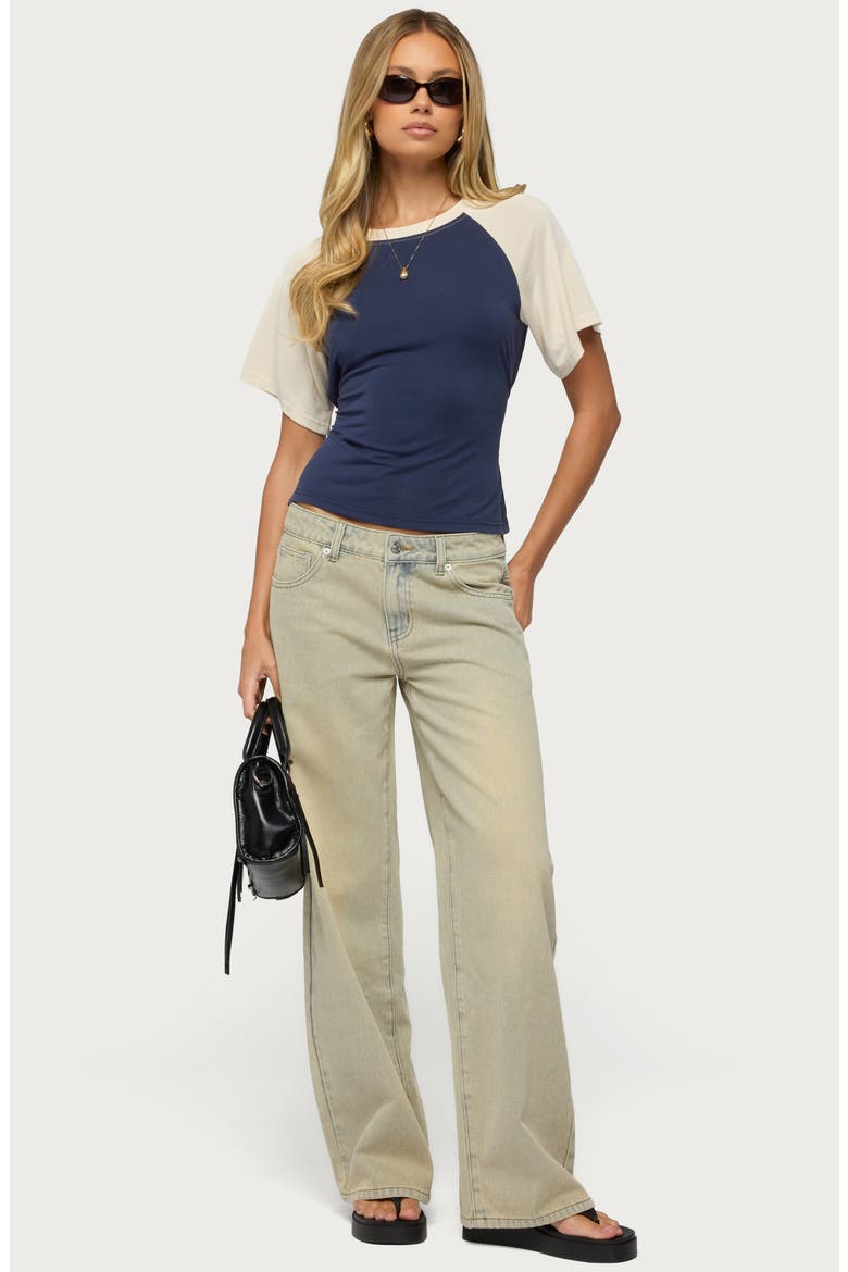 Raelynn Washed Low Rise Baggy Wide Leg Jeans, Alternate, color, LAGOON-BLUE