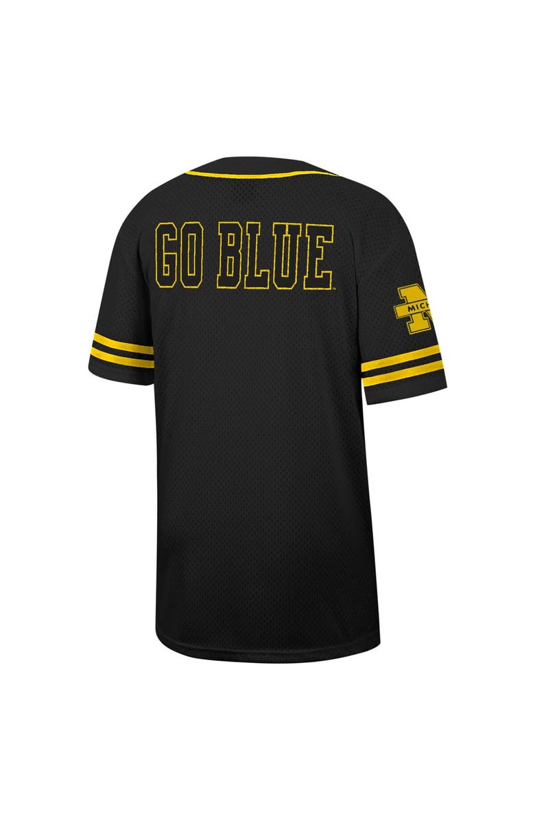 COLOSSEUM Men's Colosseum Black Michigan Wolverines Free Spirited Mesh Button-Up Baseball Jersey, Alternate, color,