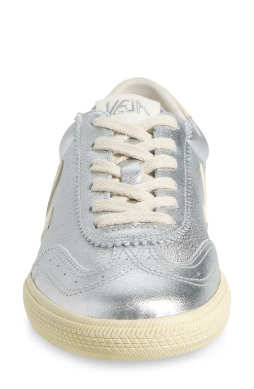 Veja Low-top Metallic Finish Rubber Sole Sneaker In Silver Pierre