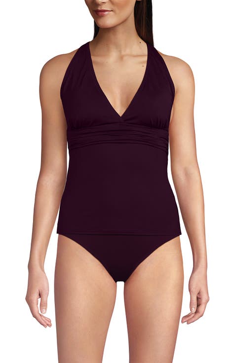 Plus Size V-Neck Plunge X Back Tankini Top