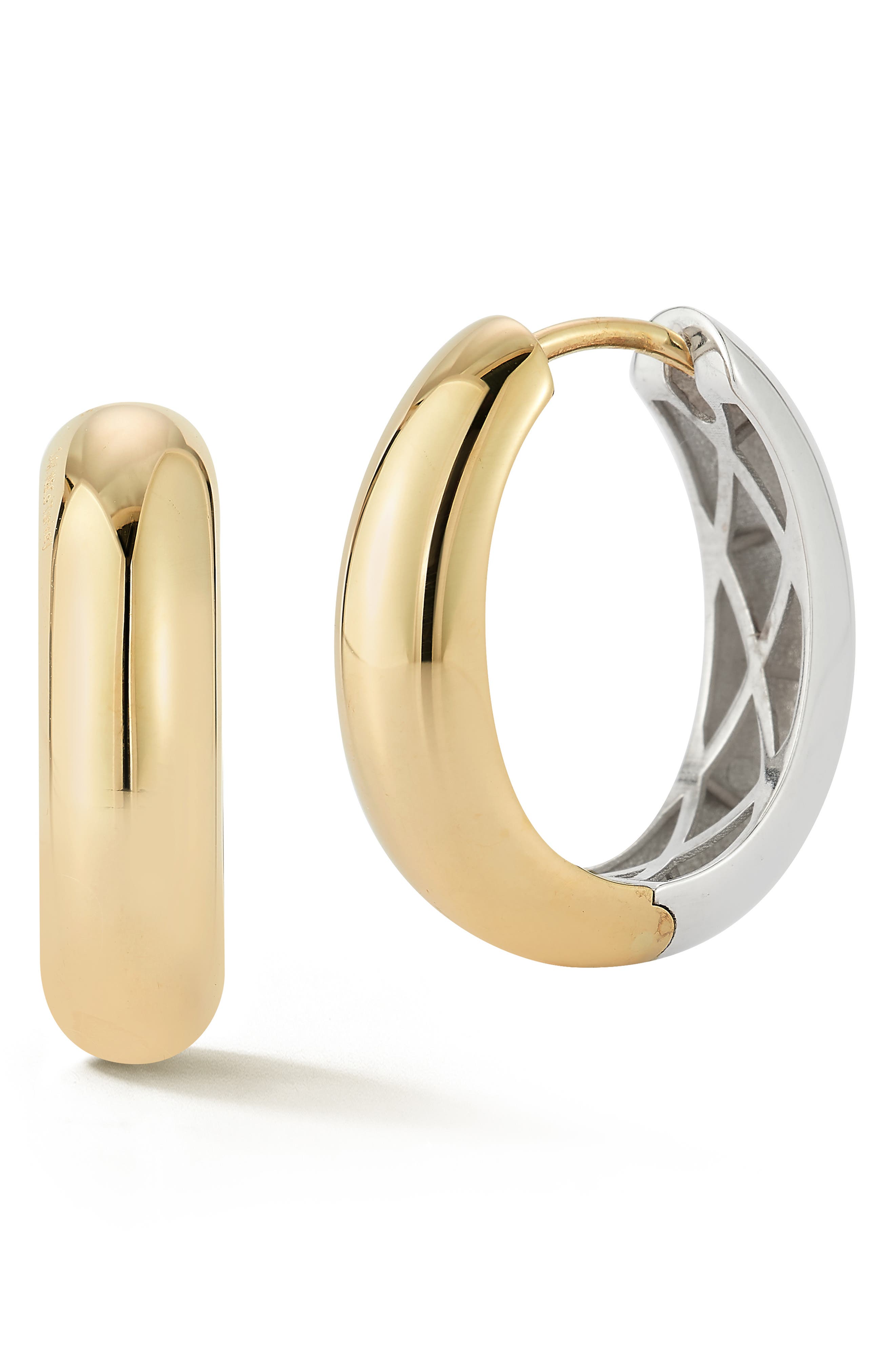 Ember Fine Jewelry <p>14K Two Tone Gold Hoop Earrings</p>