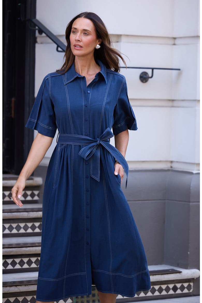 Leo Maxi Shirtdress, Alternate, color, NAVY