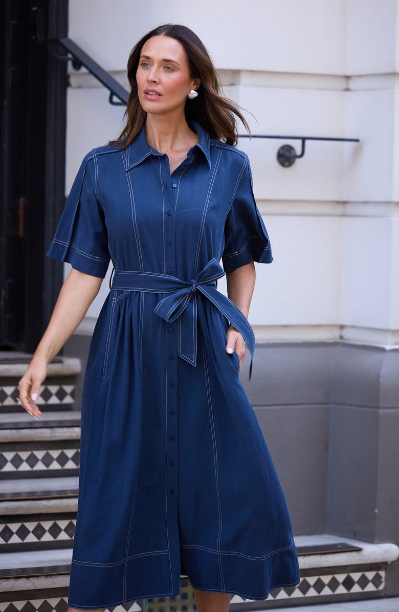 Brave+True Leo Maxi Shirtdress, Alternate, color, Navy