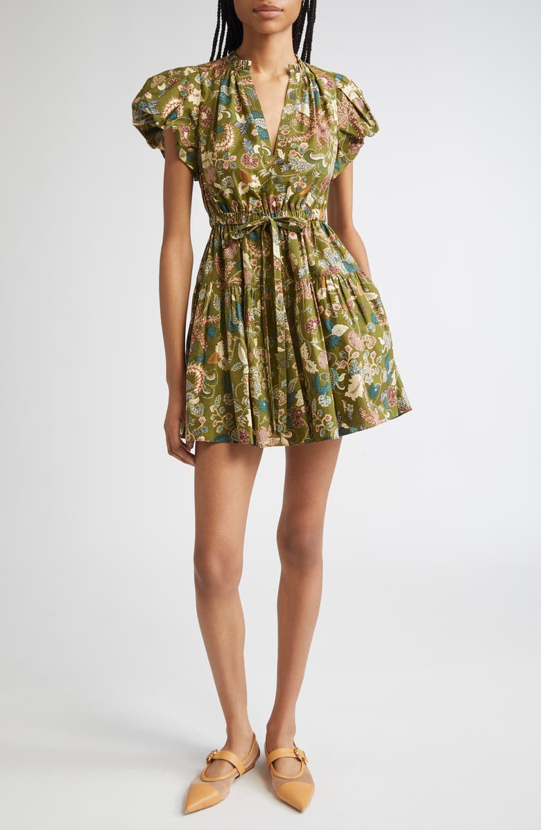 Ulla Johnson Izel Floral Print Minidress, Main, color, Lichen