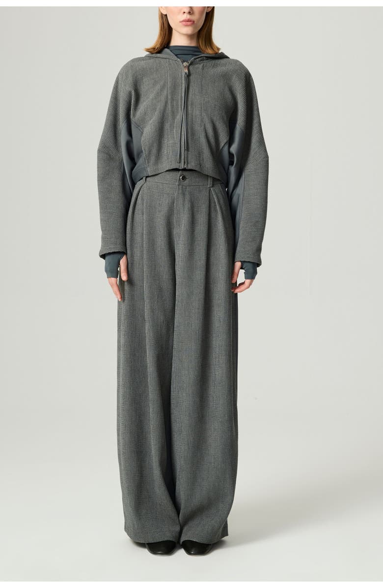 Nocturne Ribbed Zip-Up Hoodie Jacket, Alternate, color, Anthracite