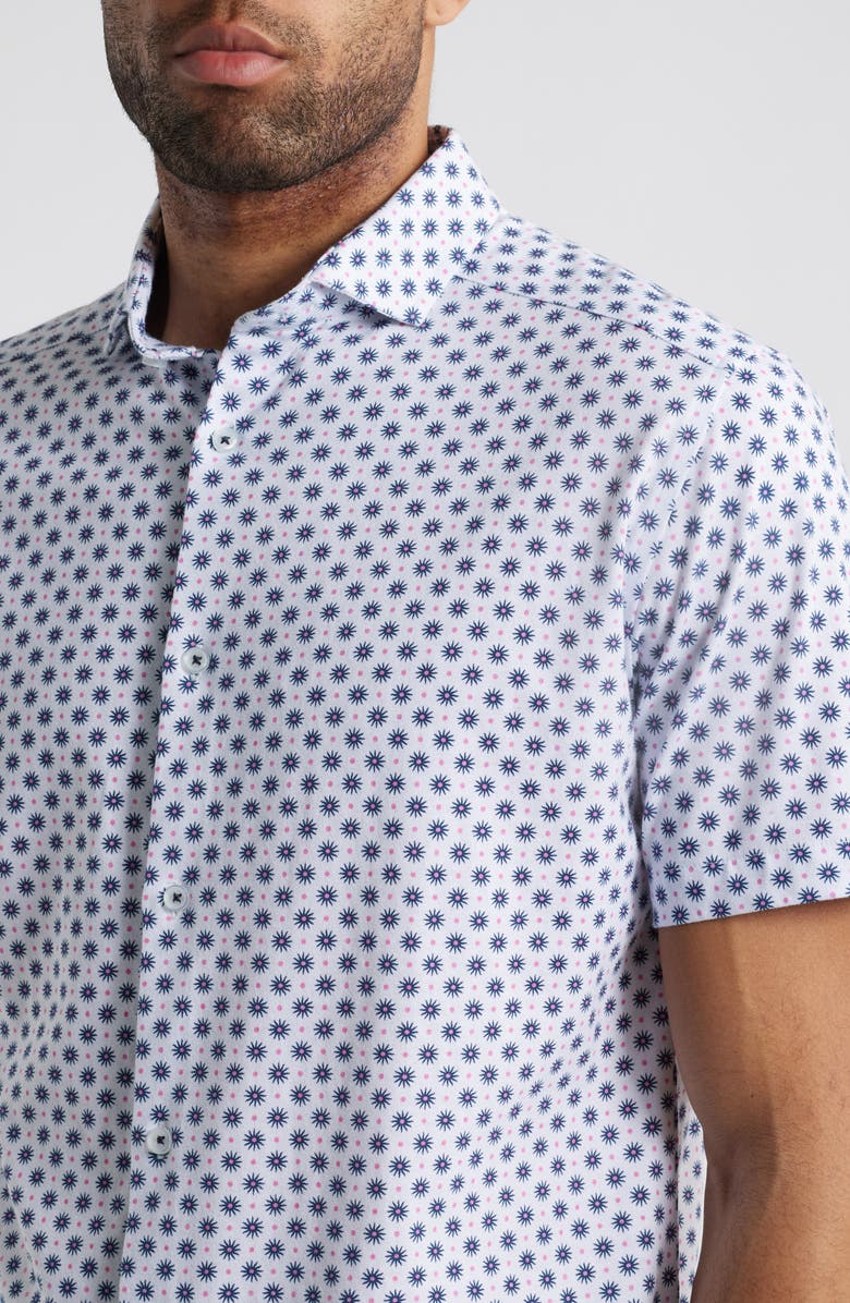 Stone Rose Solar Eclipse Performance Short Sleeve Button-Up Shirt, Alternate, color, 