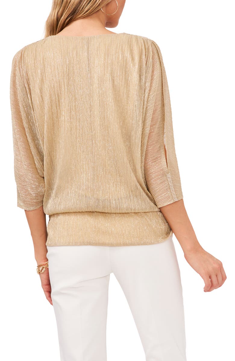 Chaus Metallic Cold Shoulder Top, Alternate, color, Light Brown