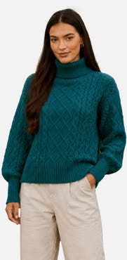 Yumi Cable Knit Roll Neck Jumper