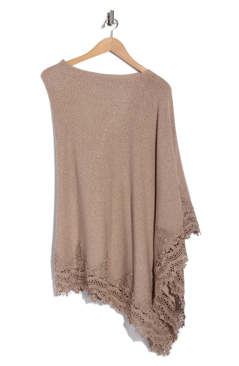 La Fiorentina Lace Trim Poncho, Alternate, color, Oatmeal