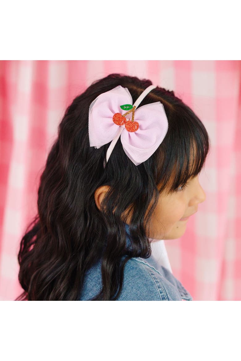 Cherry Tulle Bow Headband, Alternate, color, Pink