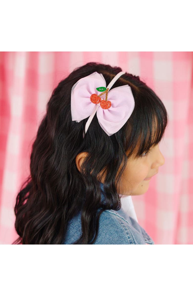 Sweet Wink Cherry Tulle Bow Headband, Alternate, color, Pink