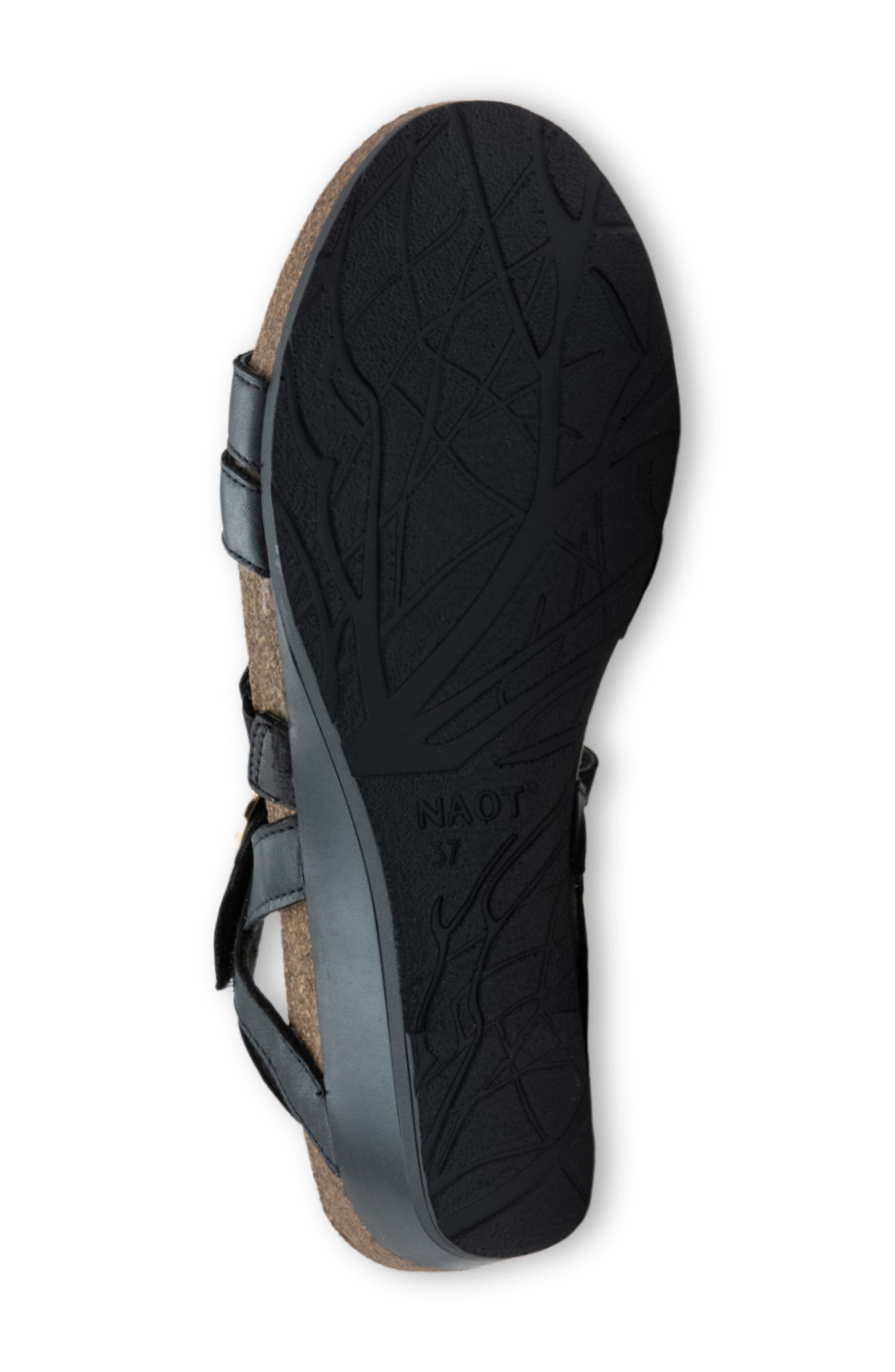 Naot Sparkle Wedge Sandal, Alternate, color, Jet Black Leather