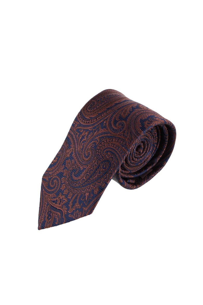 Sobee Paisley Silk Necktie, Main, color, Brown