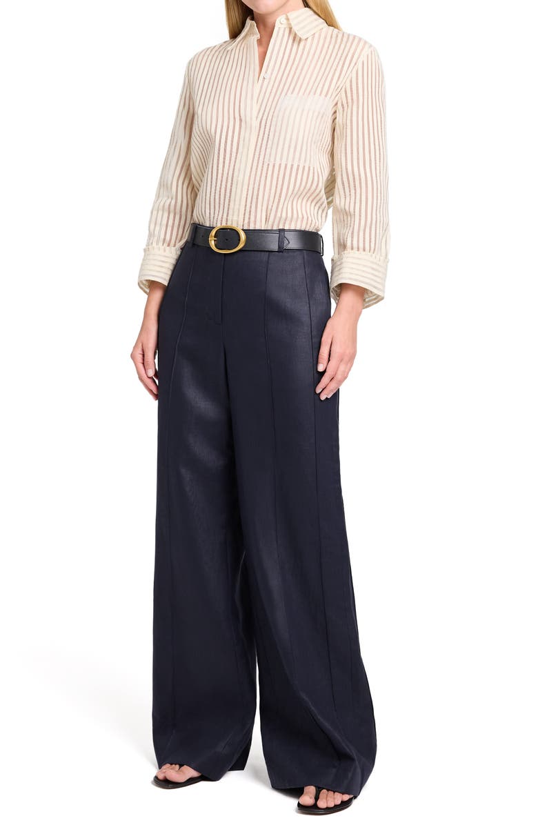 TWP Bond St Wide Leg Linen Pants, Alternate, color, Night Sky