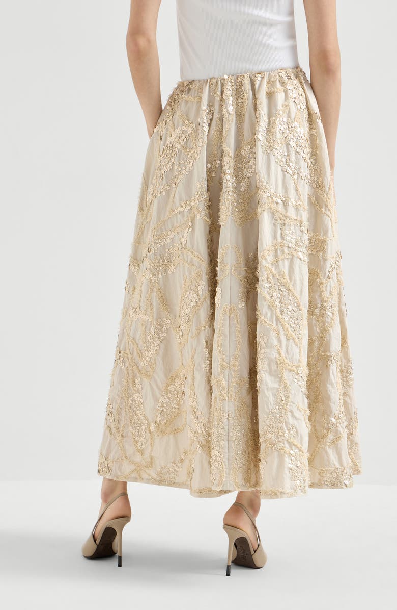 Brunello Cucinelli Skirt with dazzling seabed embroidery, Alternate, color, Sand