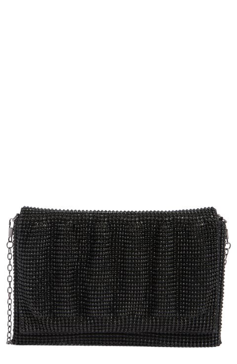 Rhinestone Embellished Envelope Shoulder Bag