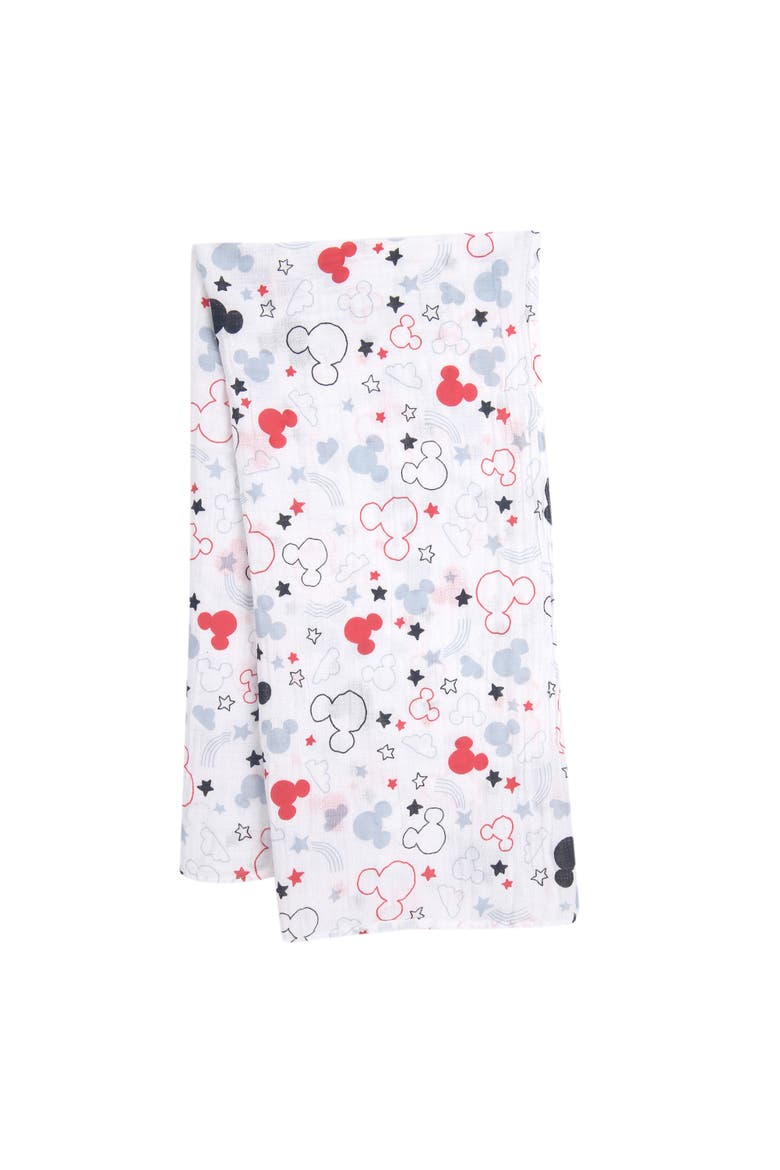 Disney Baby Mickey Mouse Muslin Swaddle Blanket & Plush Gift Set, Alternate, color, White