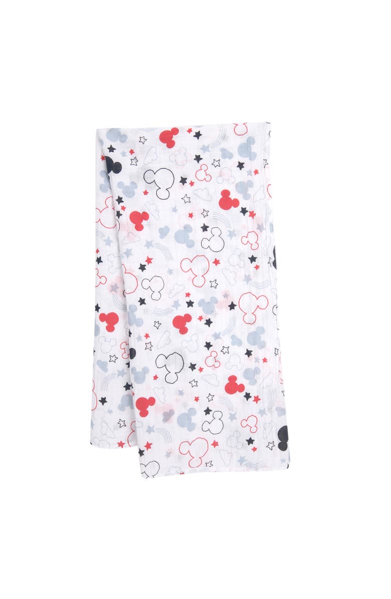 Lambs & Ivy Disney Baby Mickey Mouse Muslin Swaddle Blanket & Plush Gift Set, Alternate, color, White
