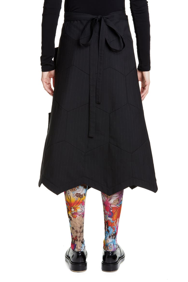 Honeycomb Pinstripe Wool Wrap Skirt, Alternate, color, BLACK