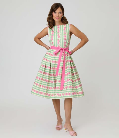 Sleeveless Belted Swing Dress