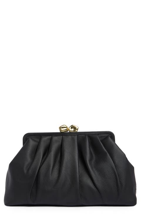 Aimee Frame XL Leather Clutch