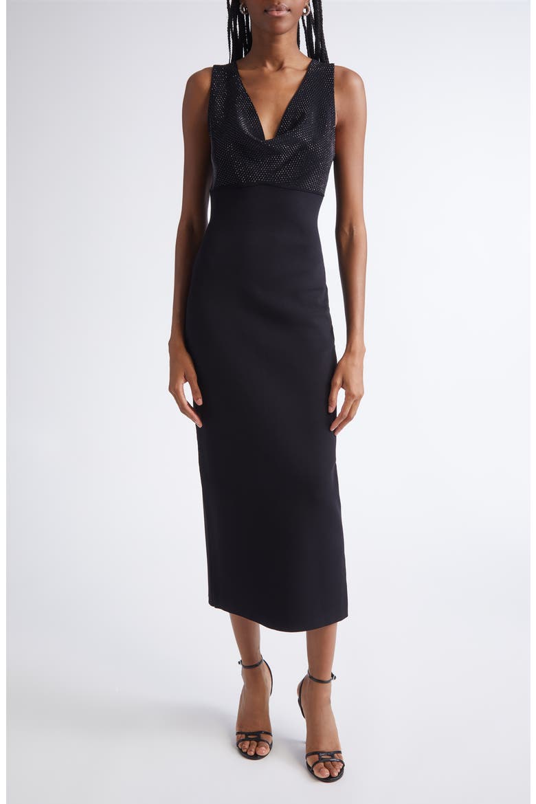 Crystal Embellished Knit Dress, Alternate, color, BLACK/ JET