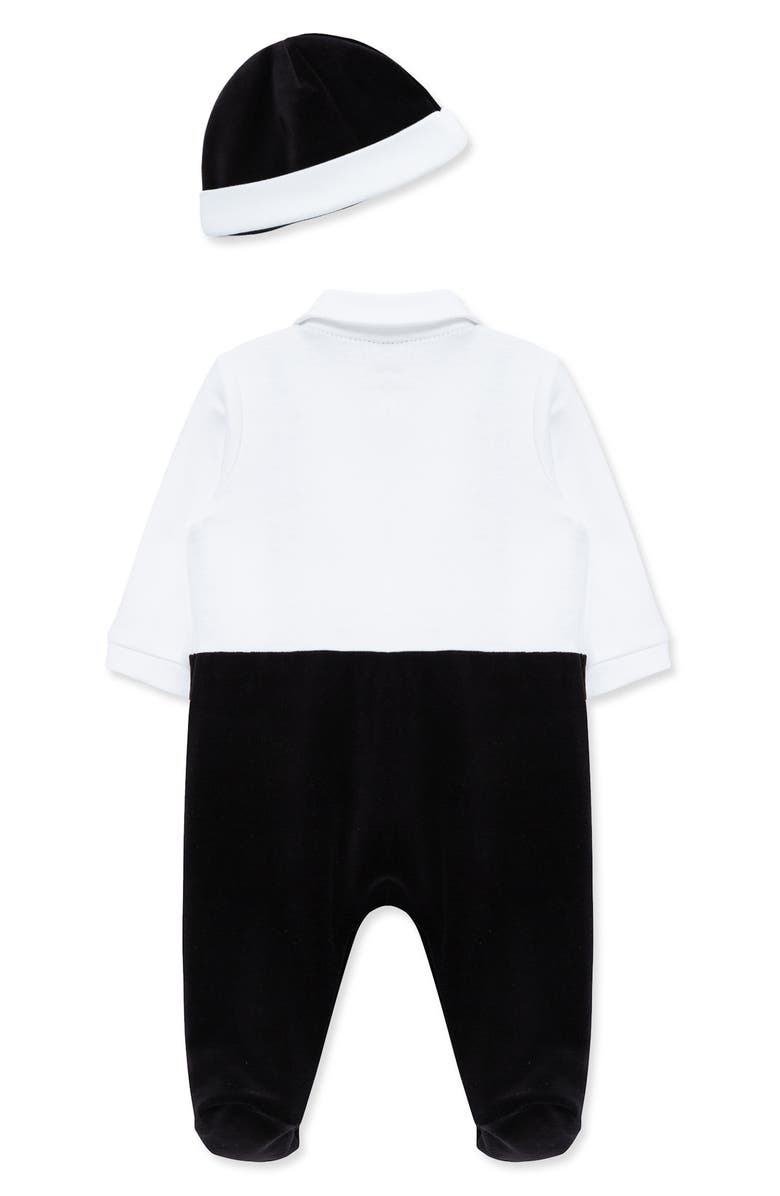 Little Me Party Footie & Hat Set, Alternate, color, White/ Black