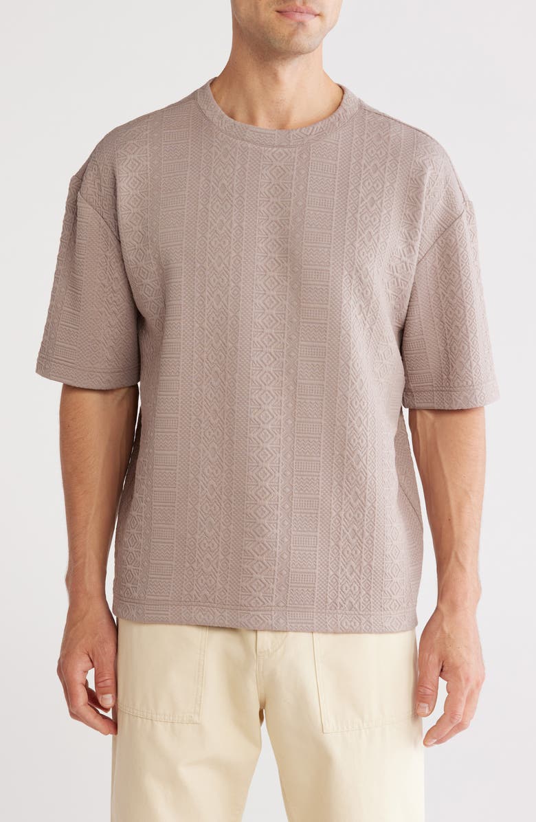 FLEECE FACTORY Geometric Jacquard T-Shirt, Main, color, Moonrock