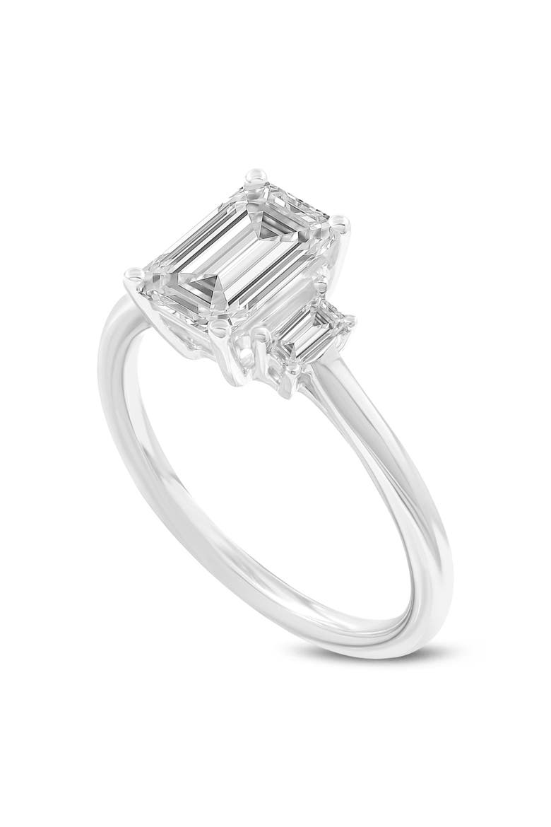 Seraphine 14K White Gold Emerald Cut Lab Grown Diamond 3 Stone Engagement Ring - 1.75 ctw, Main, color, 14K White Gold