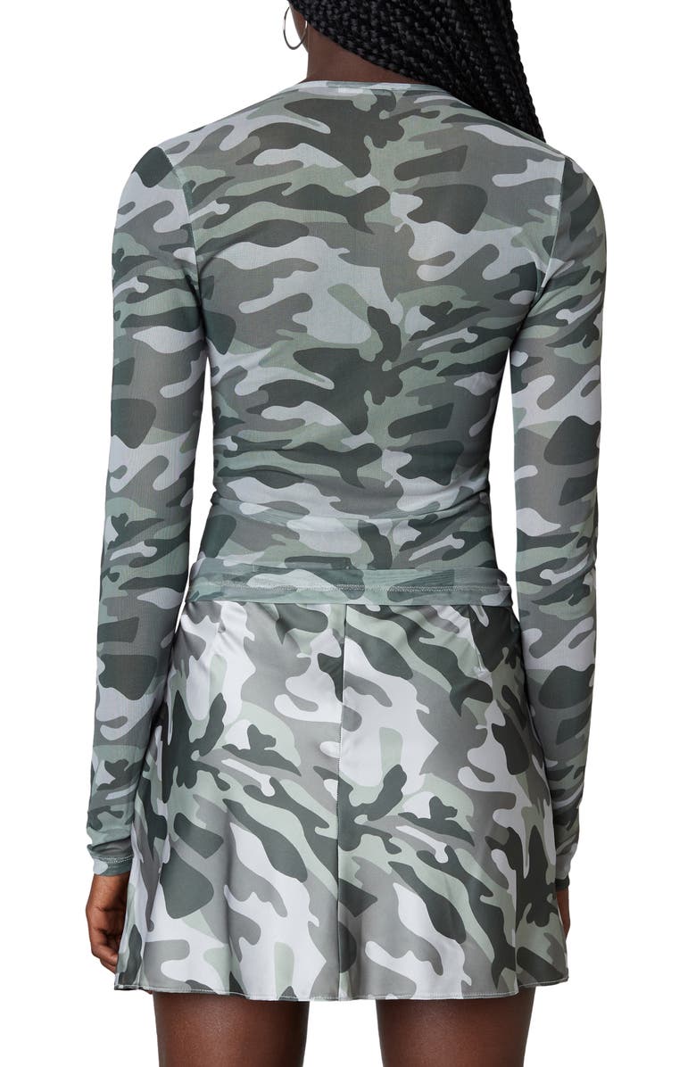 Nia Keyhole Mesh Long Sleeve Top, Alternate, color, Olive