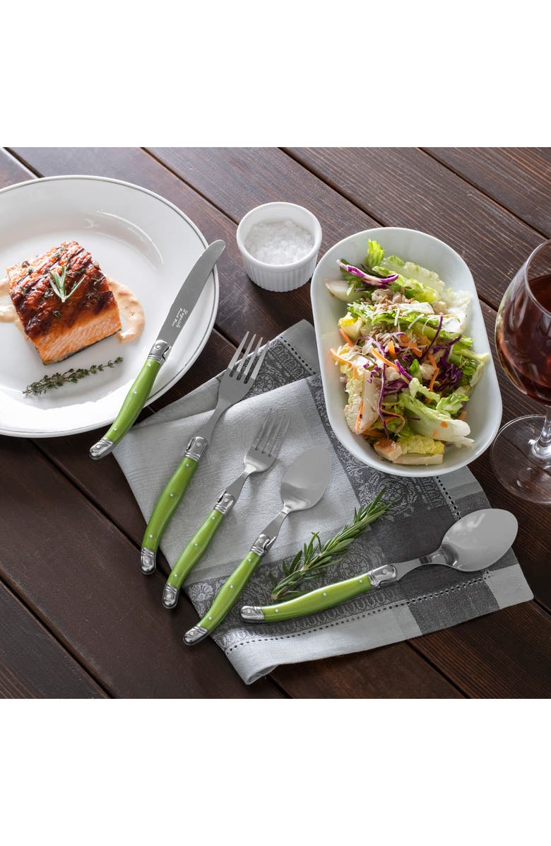 FRENCH HOME Laguiole 20-Piece Flatware Set, Alternate, color, Spring Green