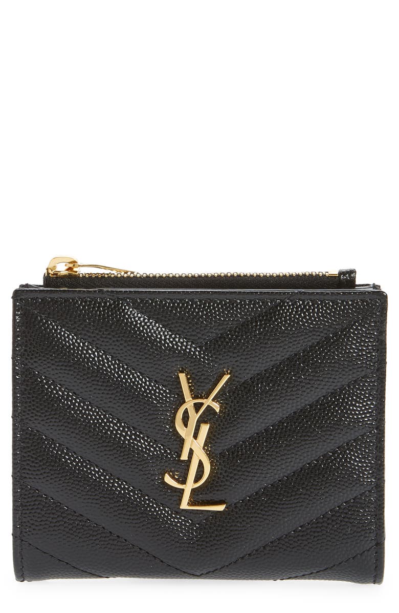 Saint Laurent Monogram Matelassé Leather Bifold Wallet, Main, color,