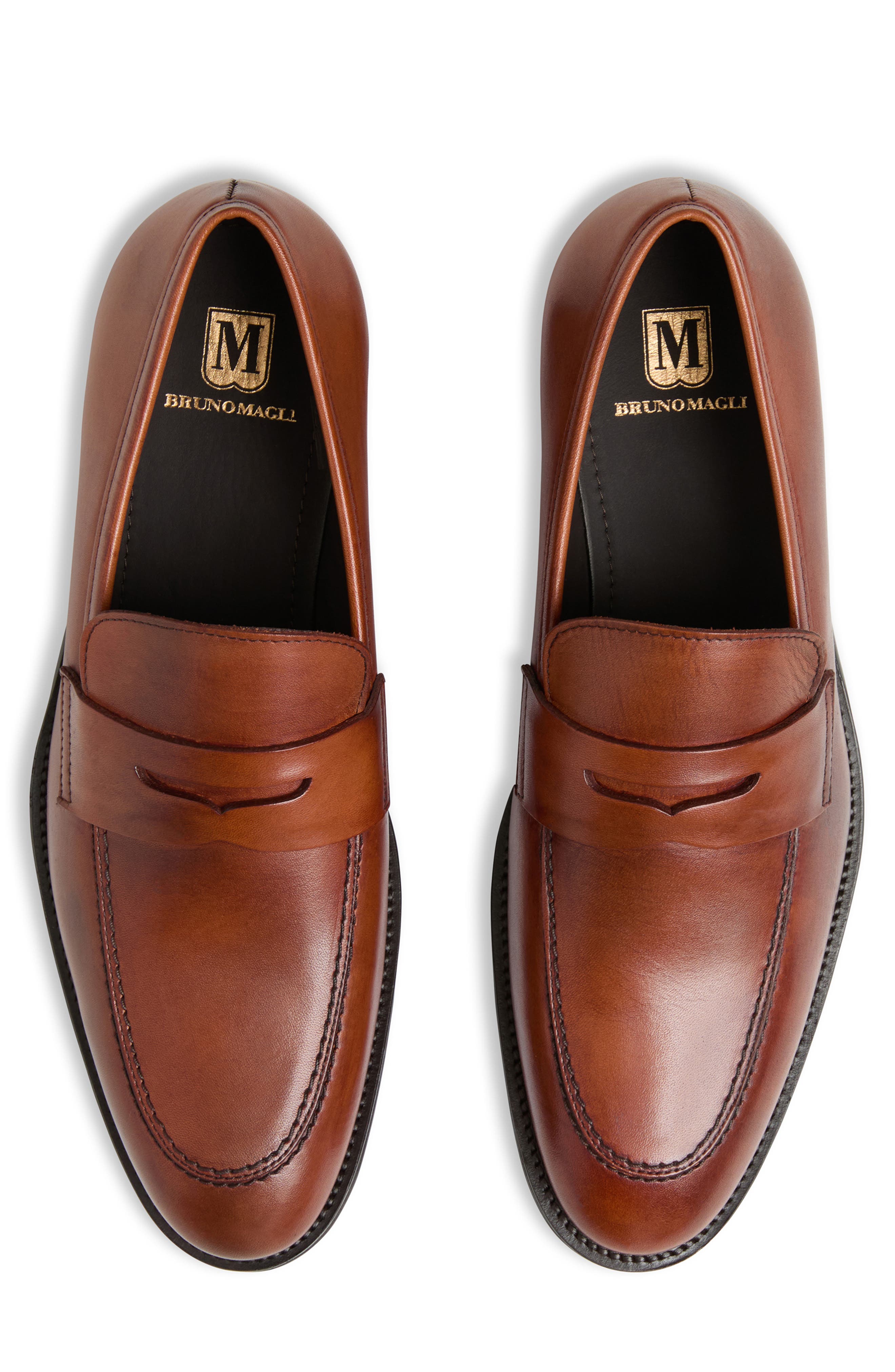 Cosmo Saffiano Leather Penny Loafer, Alternate, color, COGNAC