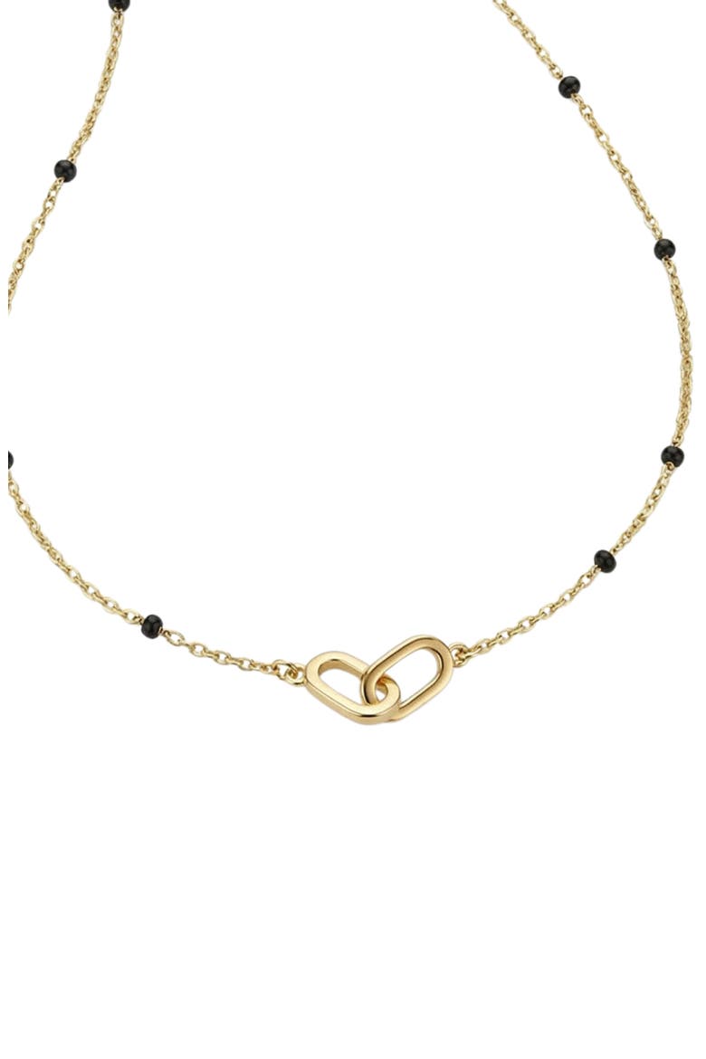 Enamel Bead Interlocking Oval Chain Necklace, Alternate, color, GOLD