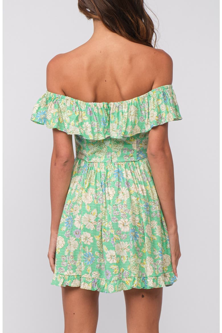 Floral Ruffle Off the Shoulder Minidress, Alternate, color, LIGHT GREEN
