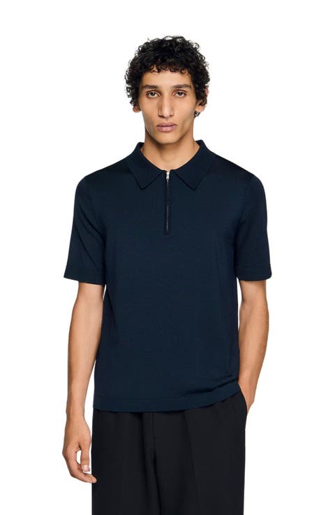 Knitted polo with zip collar