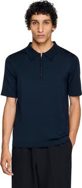 SANDRO Knitted polo with zip collar