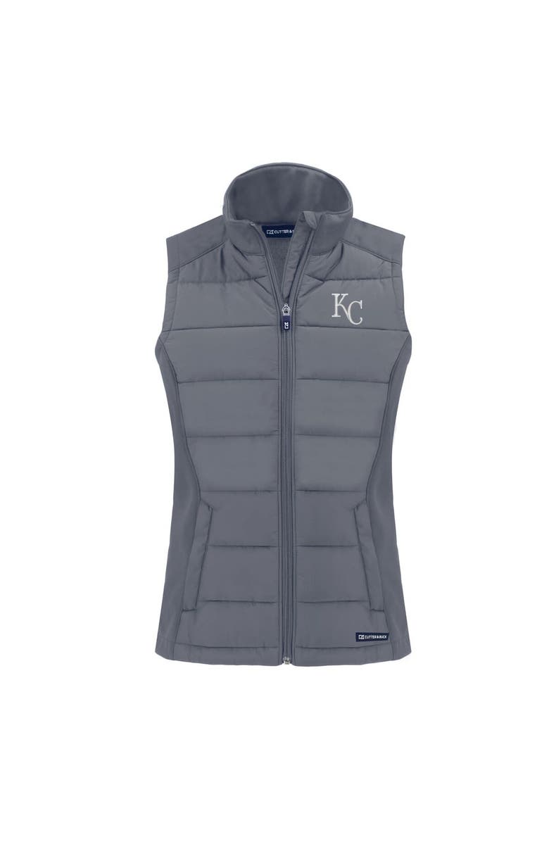 Cutter & Buck Women's Cutter & Buck Steel Kansas City Royals Evoke Hybrid Eco Softshell Recycled Full-Zip Vest, Alternate, color,