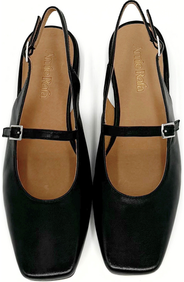 Amie Rafa Athena Mary Jane Flats, Alternate, color, Black