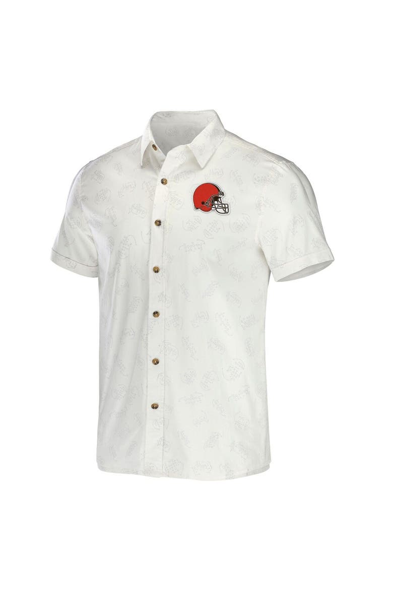 Men's NFL x Darius Rucker Collection by Fanatics White Cleveland Browns Woven Button-Up T-Shirt, Alternate, color, White