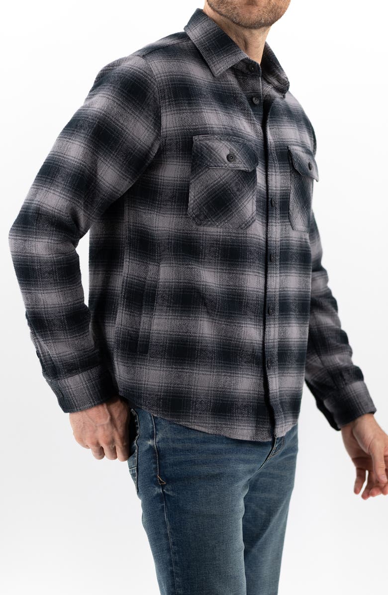 Devil-Dog Dungarees Plaid Cotton Flannel CPO Shirt Jacket, Alternate, color, Charcoal