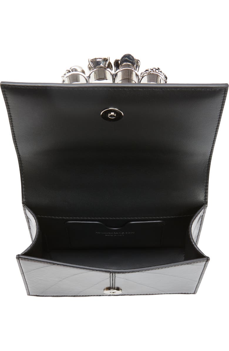 McQueen Mini Jeweled Leaf Embossed Leather Crossbody Bag, Alternate, color,