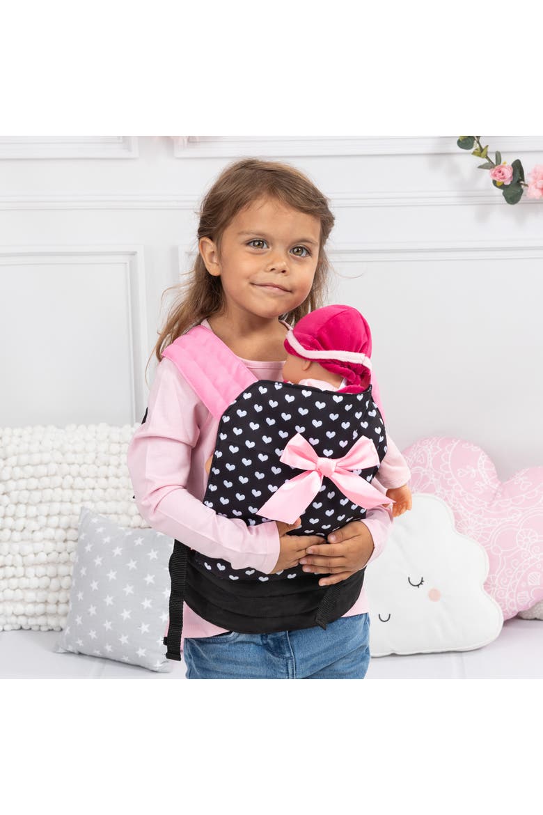Carrier, Black, Pink, Hearts for Carrying Dolls Up to 18 Inch, Alternate, color, Multicolored