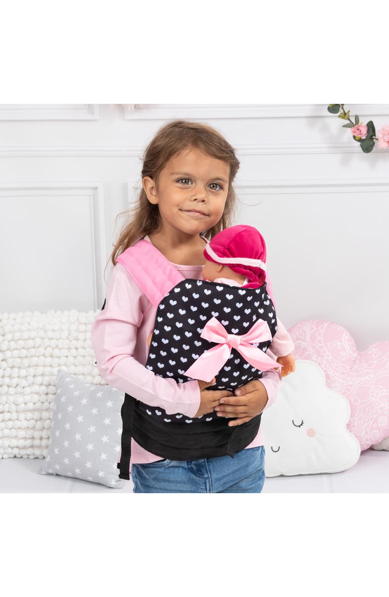 Bayer Design Carrier, Black, Pink, Hearts for Carrying Dolls Up to 18 Inch, Alternate, color,