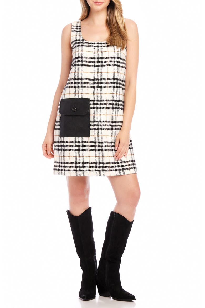 Plaid Shift Dress, Main, color, CREAM