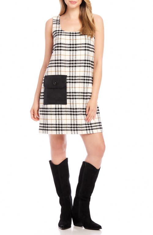 Karen Kane Plaid Shift Mini Dress In Cream In Cream