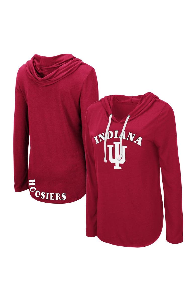 COLOSSEUM Women's Colosseum Crimson Indiana Hoosiers My Lover Lightweight Hooded Long Sleeve T-Shirt, Main, color, Crimson