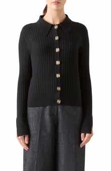 LK Bennett Willow Rib Merino Wool & Cotton Cardigan