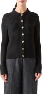 LK Bennett Willow Rib Merino Wool & Cotton Cardigan