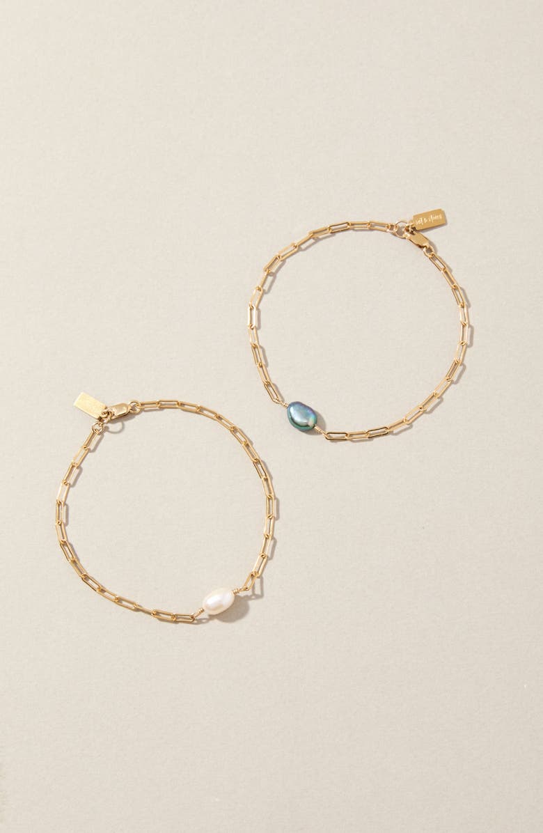 Set & Stones Jewellea Freshwater Pearl Bracelet, Alternate, color, Gold / Peacock